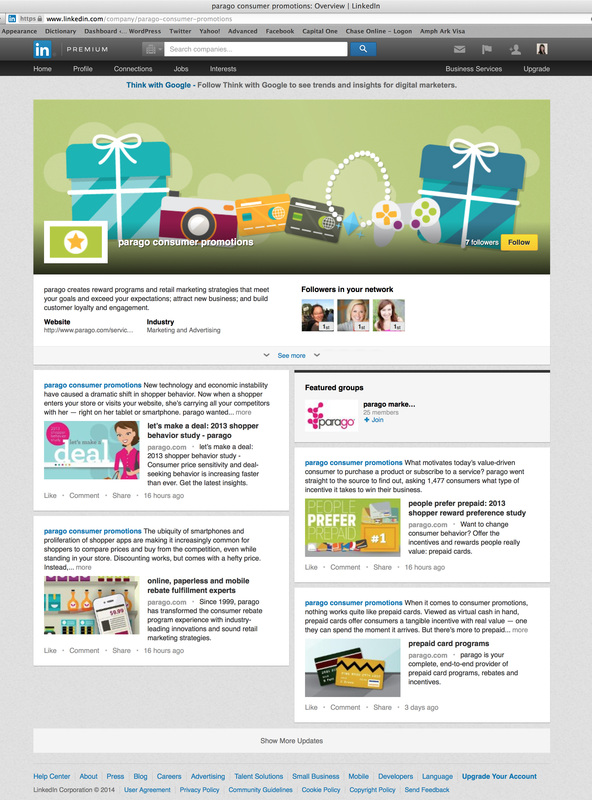Consumer Promotions LinkedIn Showcase Page for Parago, written by Lawri Williamson