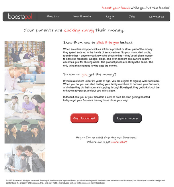 Boostapal.com website; copy and design by Lawri Williamson