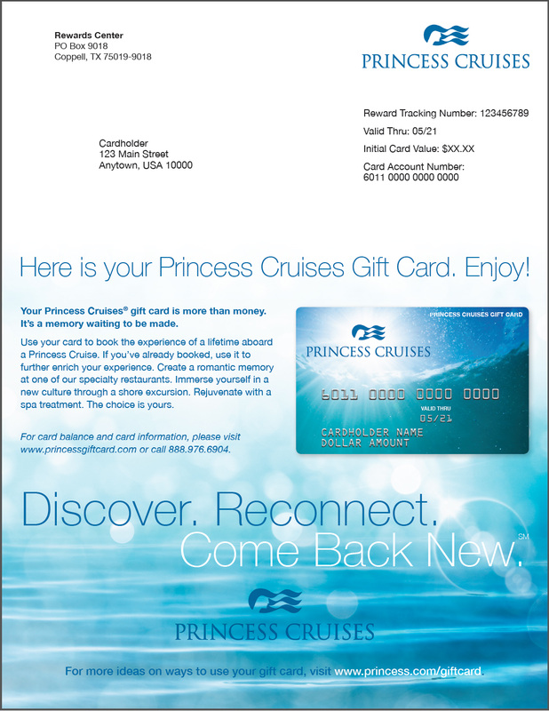 Card carrier created for Princess Cruises, copy by Lawri Williamson